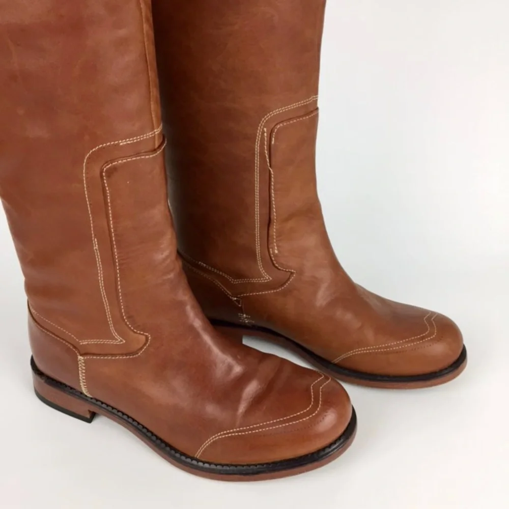 Timberland Lucille Flat Tall Knee Boots Tan Leather 6